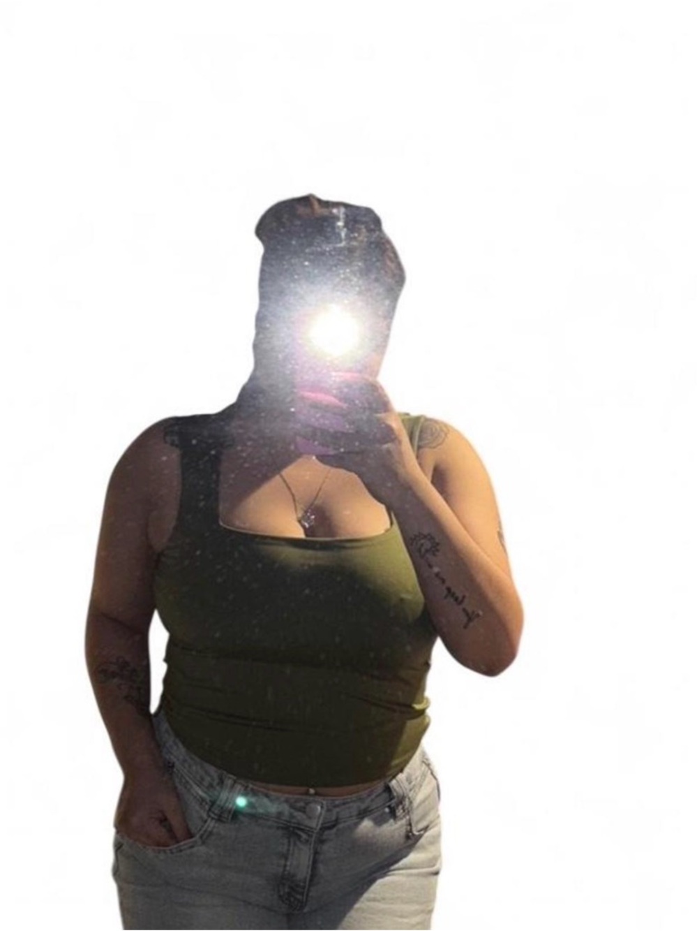 No Boundaries Olive Green Square Neck Tank Top